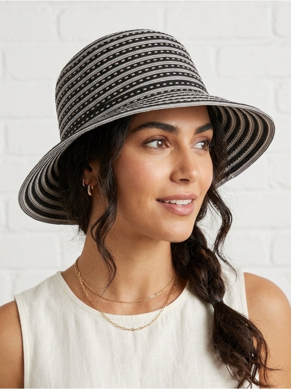 San Diego Hat Co Wide Brim Sun Hat Black Cream Resort Coastal